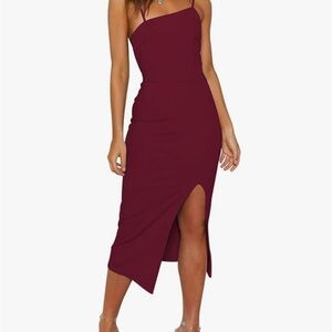 Elegant Burgundy Midi Dress